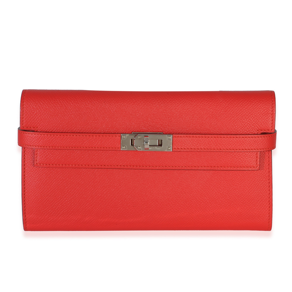 Hermès Rouge Tomate Epsom Kelly Long Wallet PHW
